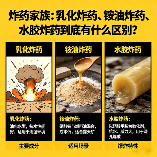 杭锦炸药家族：乳化炸药、铵油炸药、水胶炸药到底有什么区别？